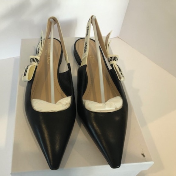 J'ADIOR Signature Black Leather Flats - Picture 2 of 6
